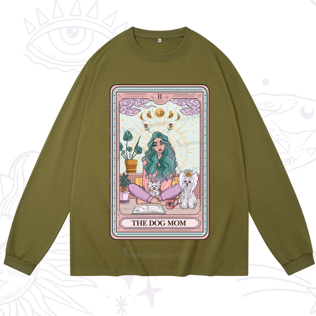 Purplehecate The Divine Dog Mom Tarot Card Long Sleeve T-Shirt