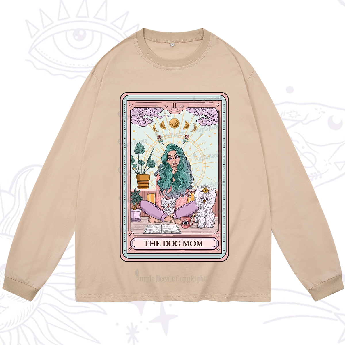 Purplehecate The Divine Dog Mom Tarot Card Long Sleeve T-Shirt