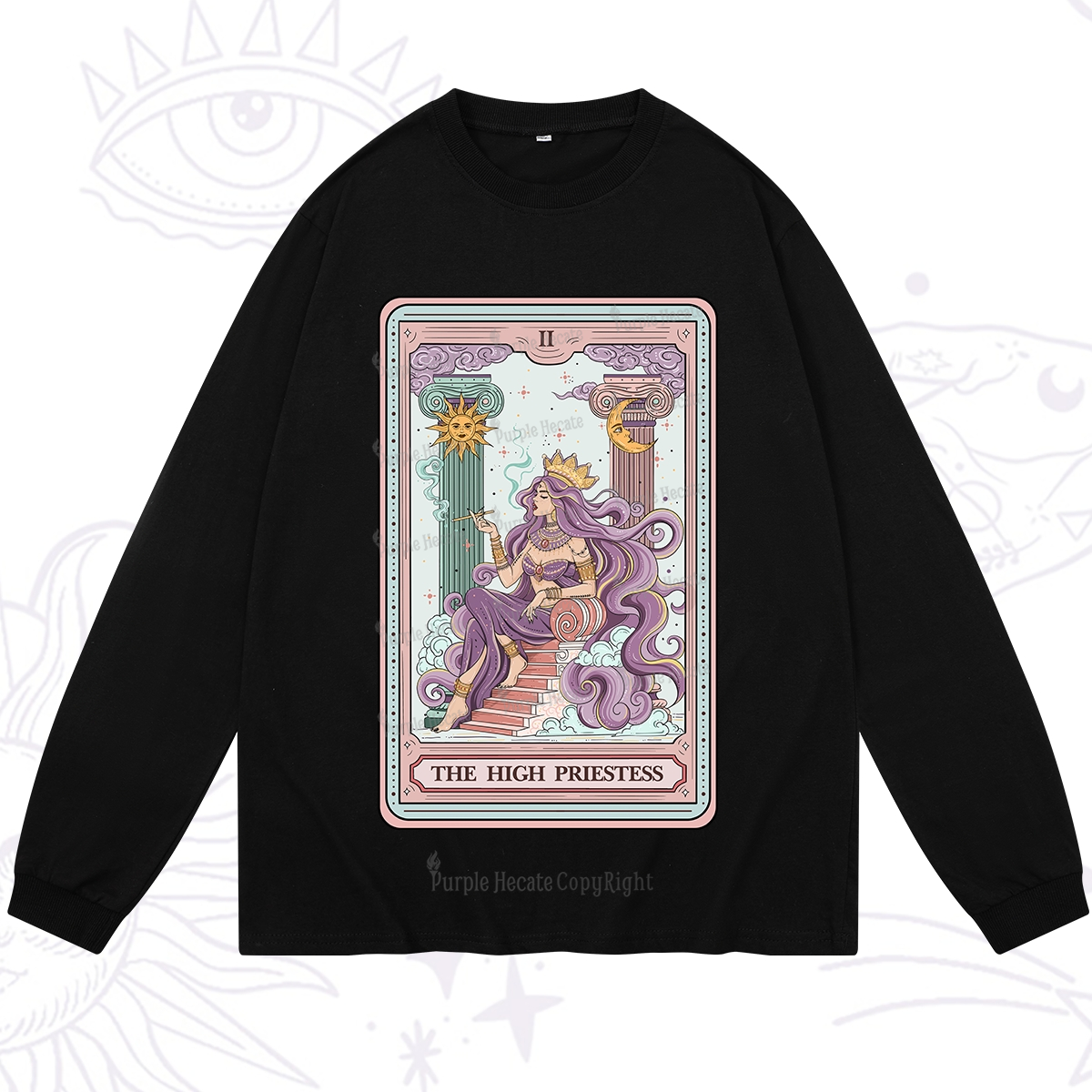 Purplehecate The Goddess High Priestess Tarot Card Long Sleeve T-Shirt