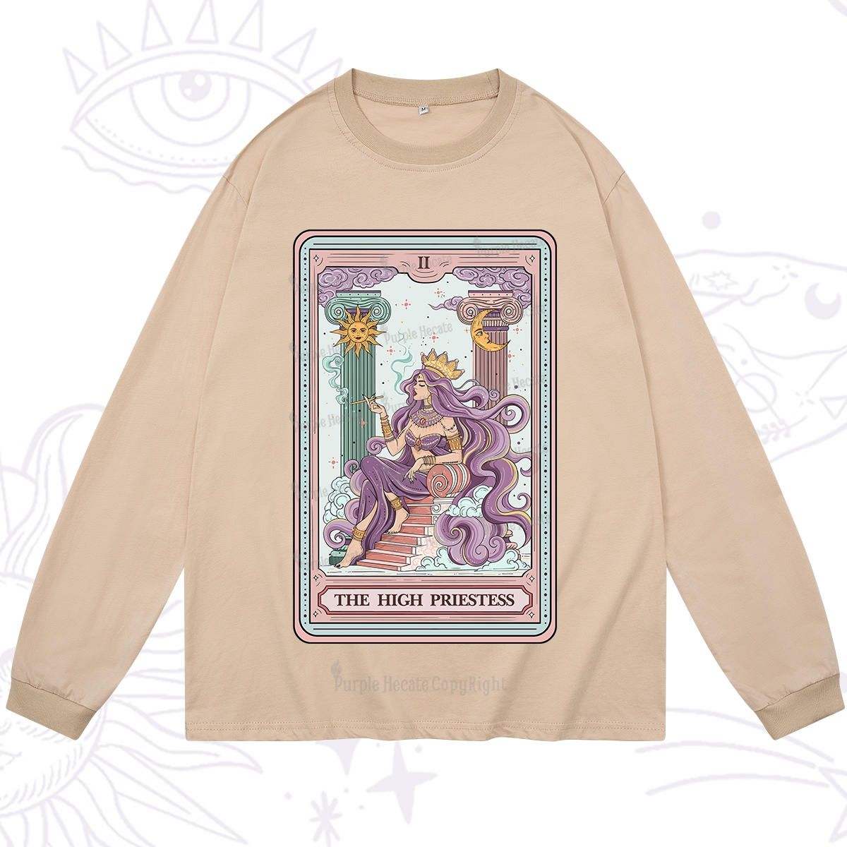 Purplehecate The Goddess High Priestess Tarot Card Long Sleeve T-Shirt