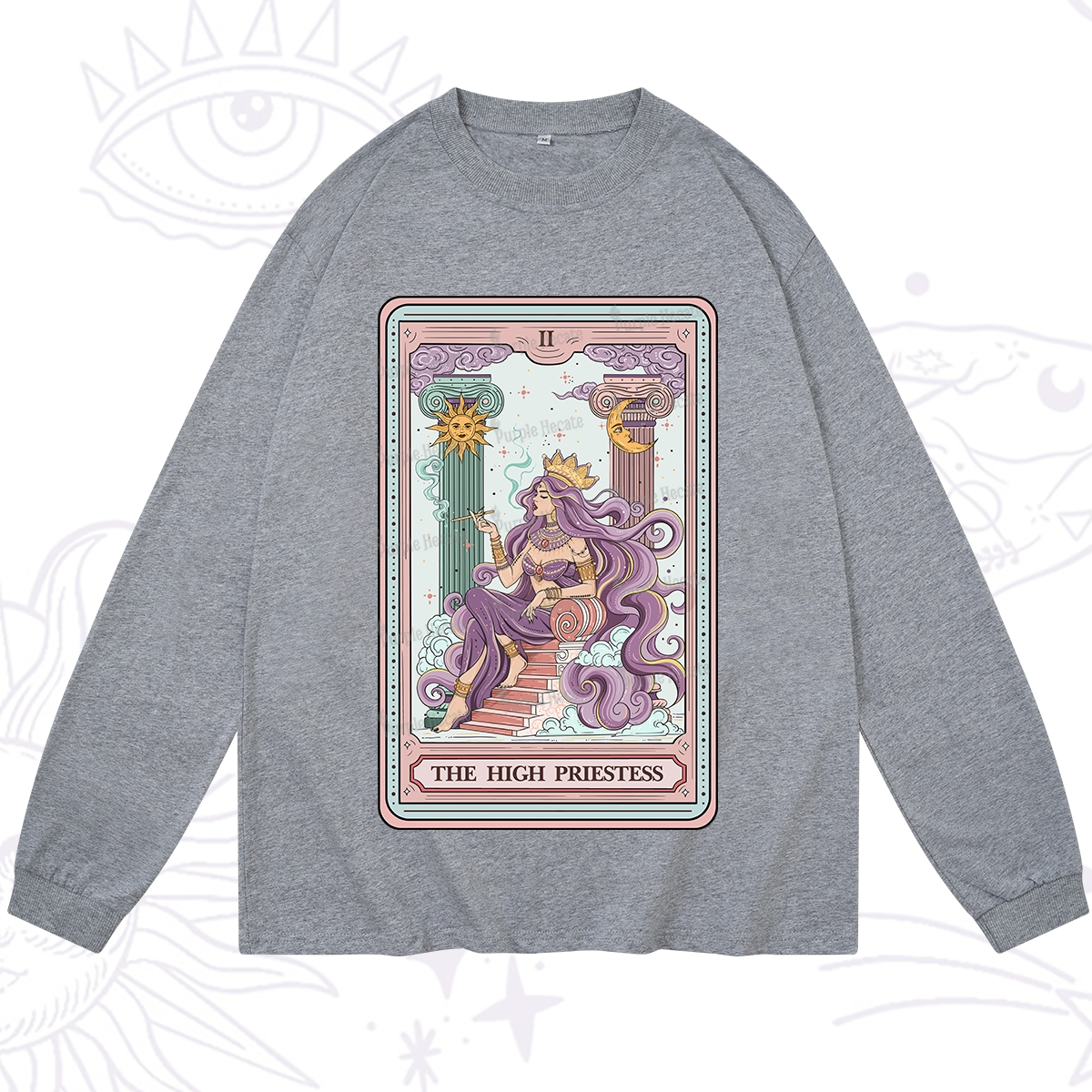 Purplehecate The Goddess High Priestess Tarot Card Long Sleeve T-Shirt
