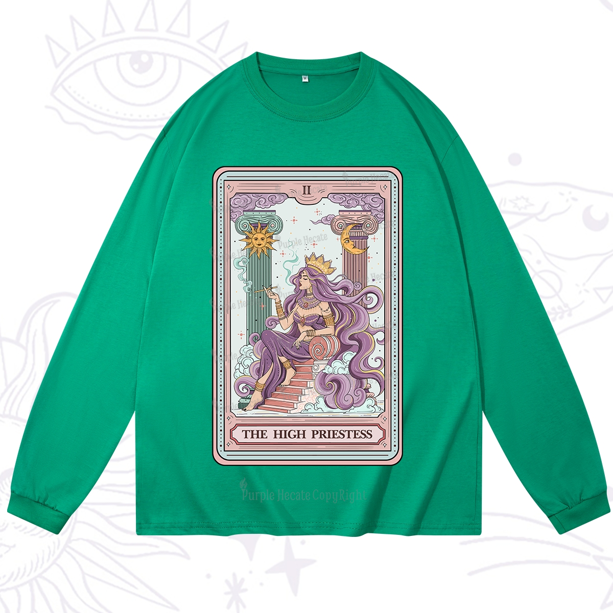Purplehecate The Goddess High Priestess Tarot Card Long Sleeve T-Shirt
