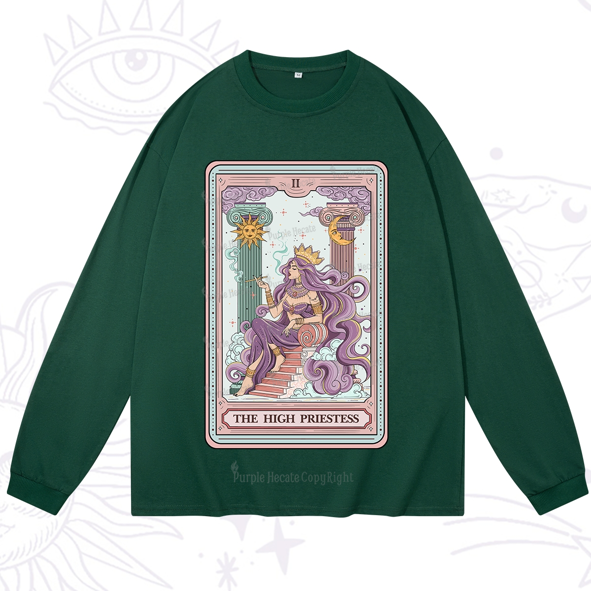 Purplehecate The Goddess High Priestess Tarot Card Long Sleeve T-Shirt