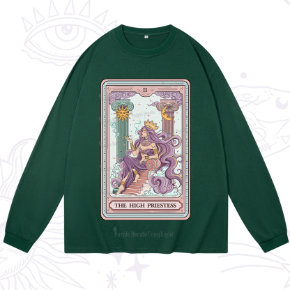 Purplehecate The Goddess High Priestess Tarot Card Long Sleeve T-Shirt