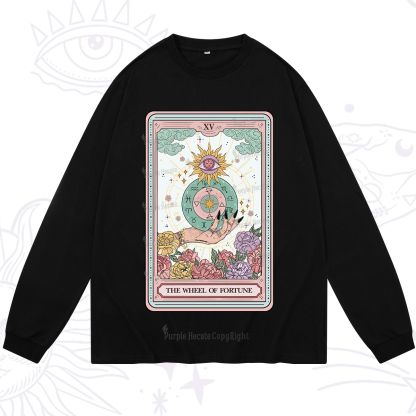 Purplehecate The Wheel of Fortune Tarot Card Long Sleeve T-Shirt