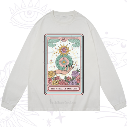 Purplehecate The Wheel of Fortune Tarot Card Long Sleeve T-Shirt