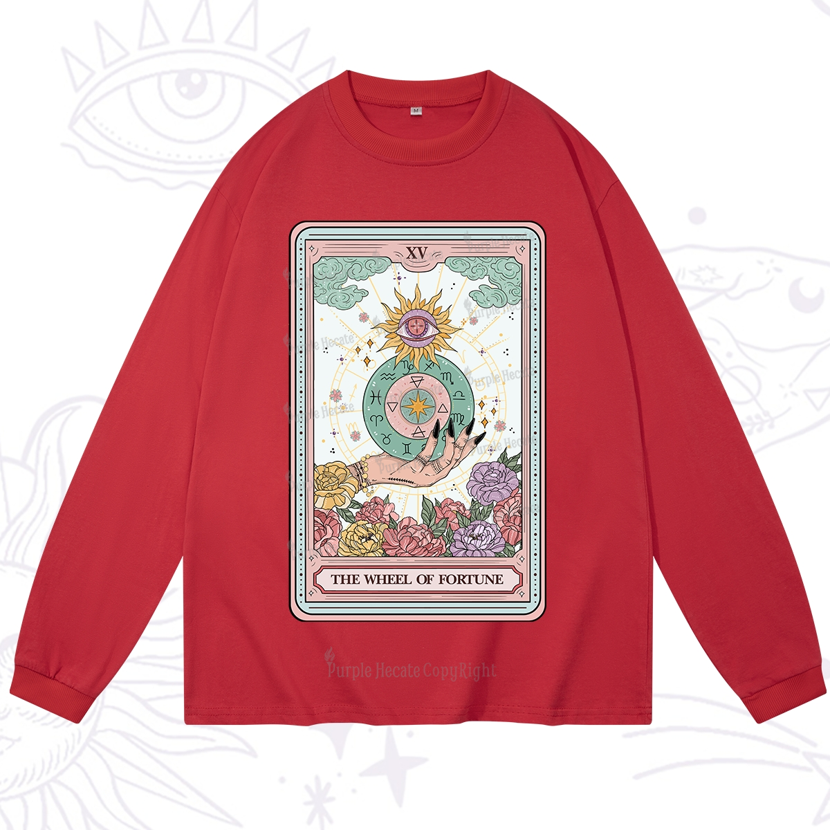Purplehecate The Wheel of Fortune Tarot Card Long Sleeve T-Shirt