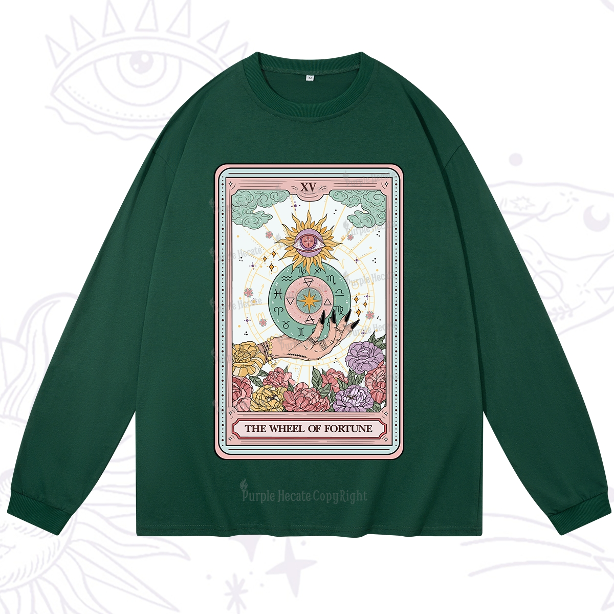 Purplehecate The Wheel of Fortune Tarot Card Long Sleeve T-Shirt