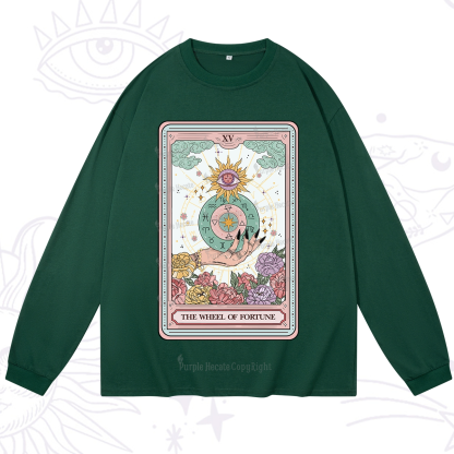 Purplehecate The Wheel of Fortune Tarot Card Long Sleeve T-Shirt
