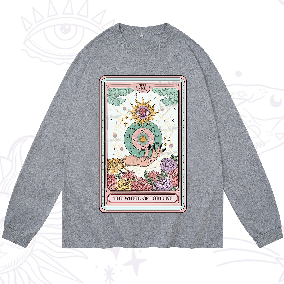 Purplehecate The Wheel of Fortune Tarot Card Long Sleeve T-Shirt