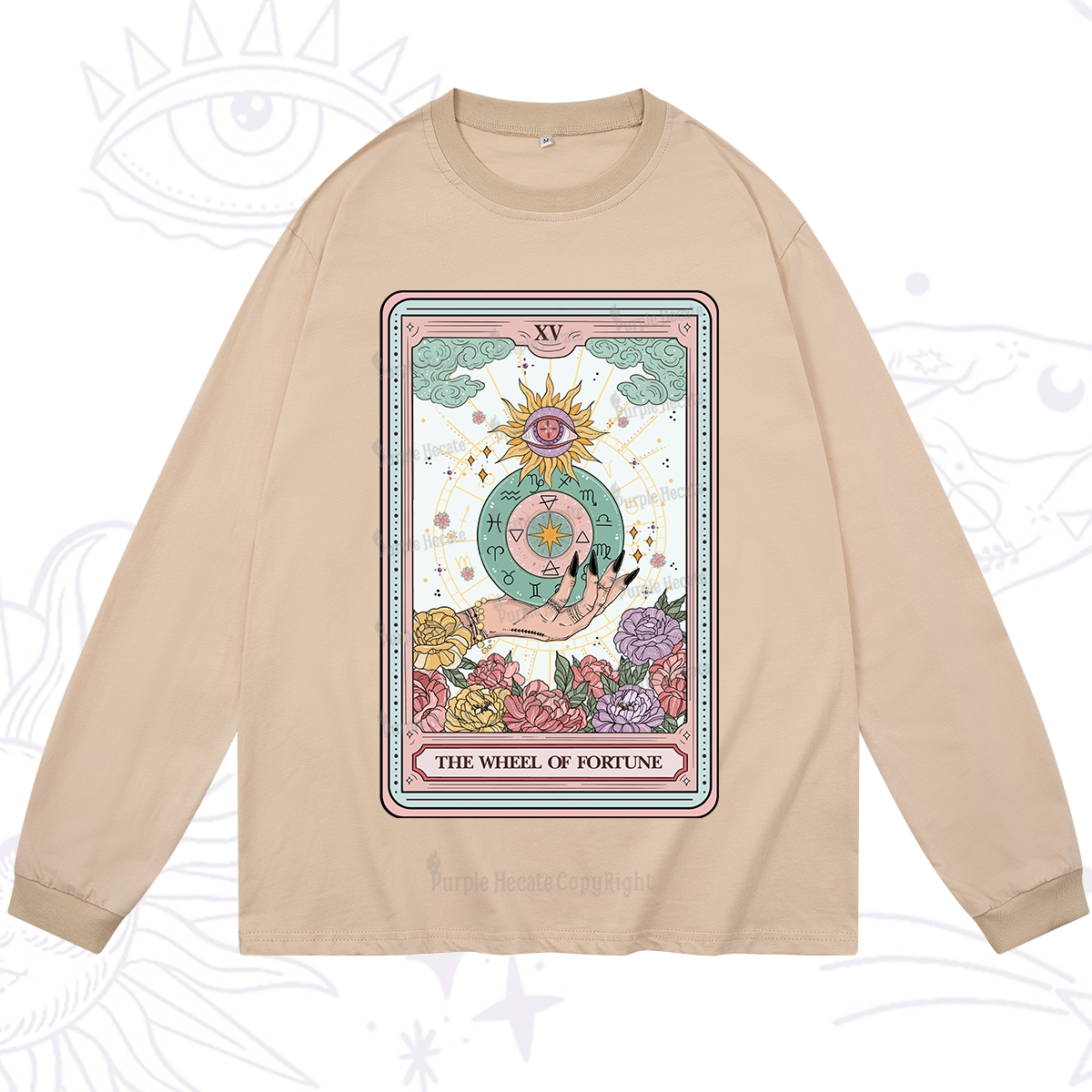 Purplehecate The Wheel of Fortune Tarot Card Long Sleeve T-Shirt