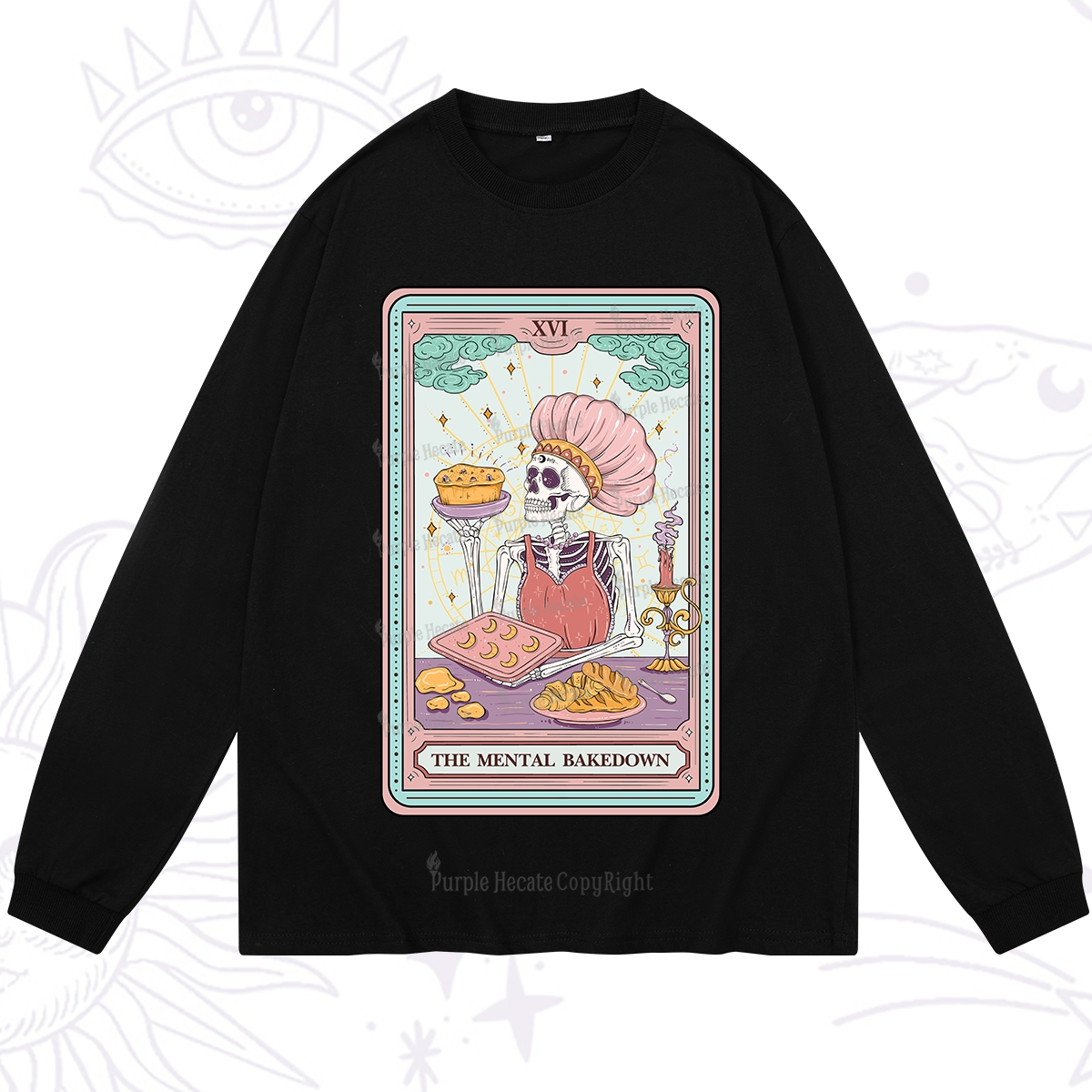 Purplehecate The Mental Bake Down Skeleton Tarot Card Long Sleeve T-Shirt