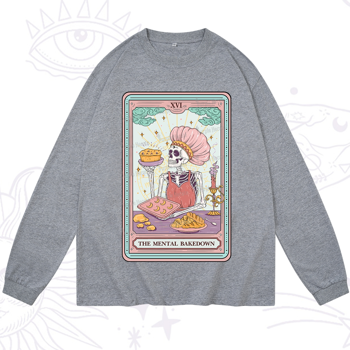 Purplehecate The Mental Bake Down Skeleton Tarot Card Long Sleeve T-Shirt