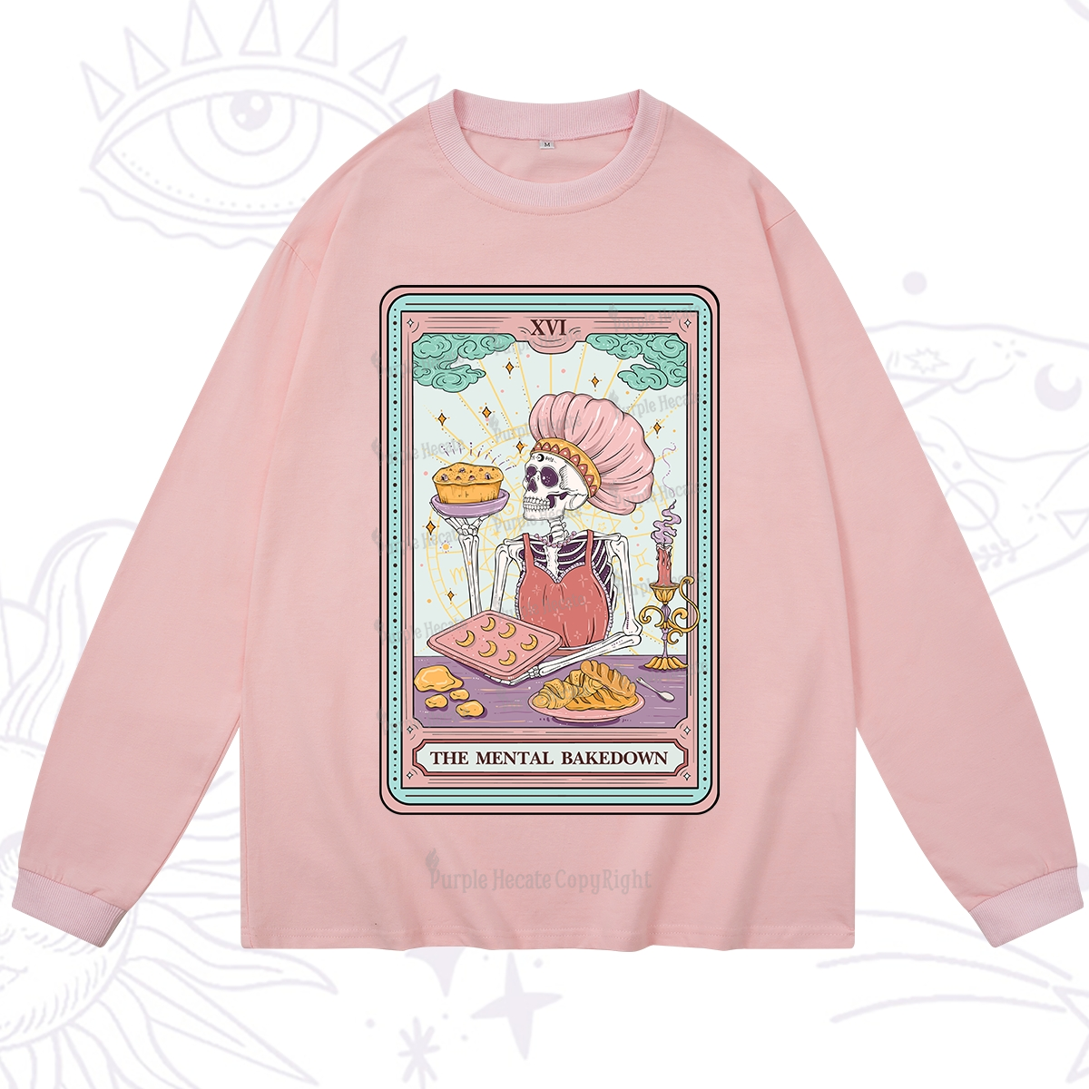 Purplehecate The Mental Bake Down Skeleton Tarot Card Long Sleeve T-Shirt