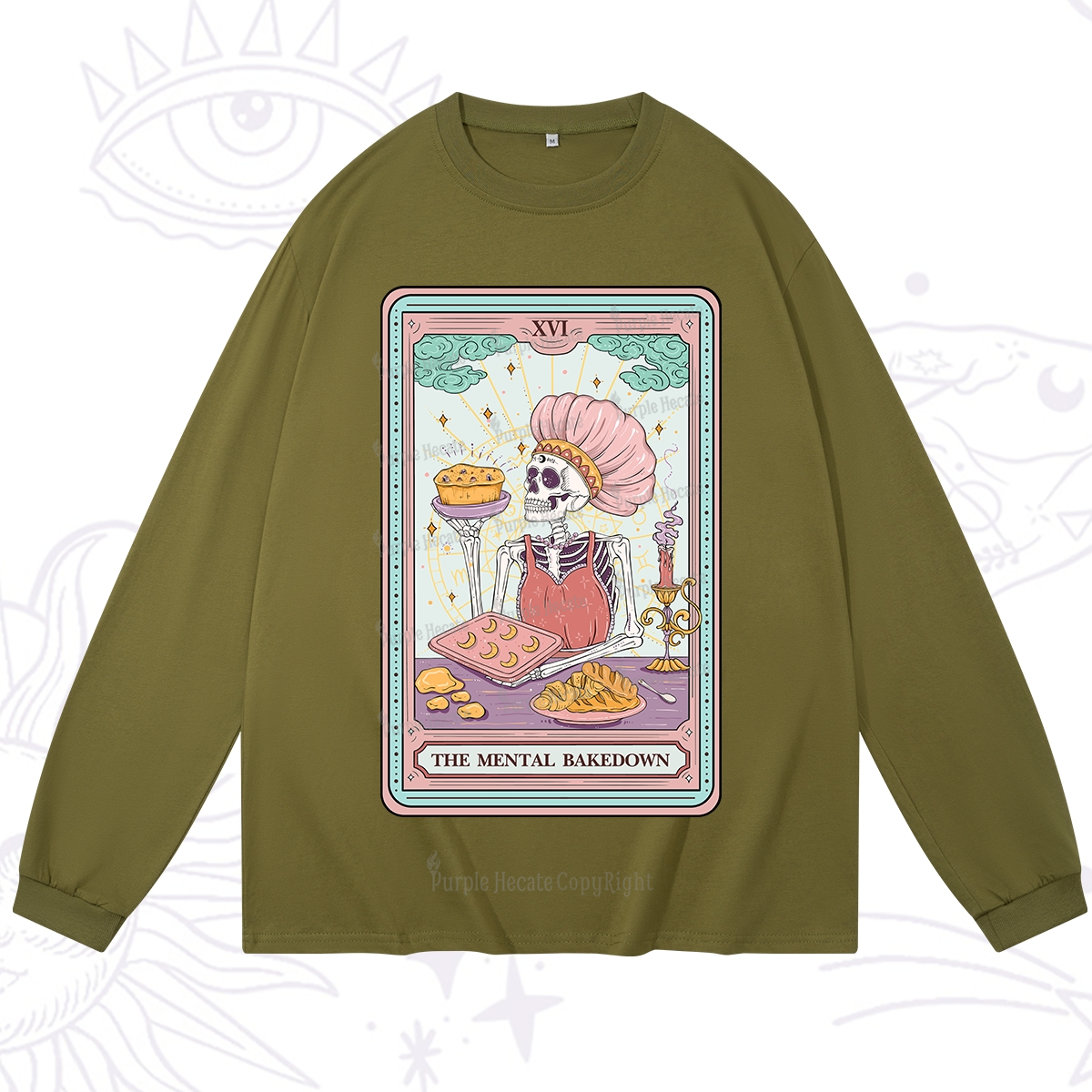 Purplehecate The Mental Bake Down Skeleton Tarot Card Long Sleeve T-Shirt