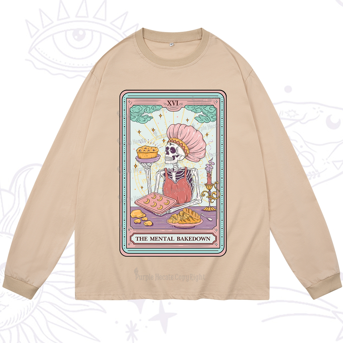 Purplehecate The Mental Bake Down Skeleton Tarot Card Long Sleeve T-Shirt