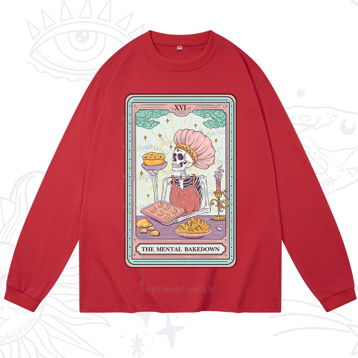 Purplehecate The Mental Bake Down Skeleton Tarot Card Long Sleeve T-Shirt