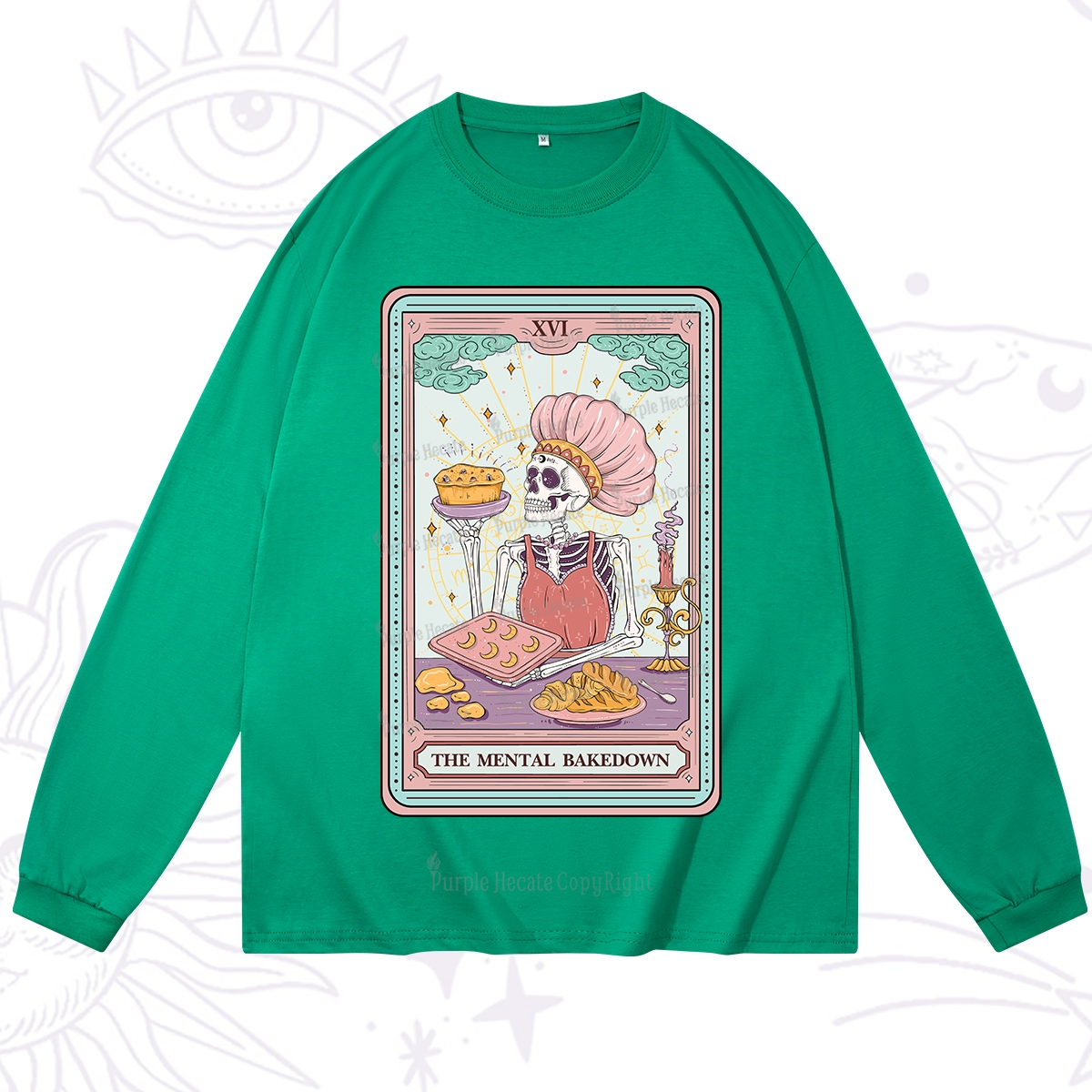 Purplehecate The Mental Bake Down Skeleton Tarot Card Long Sleeve T-Shirt