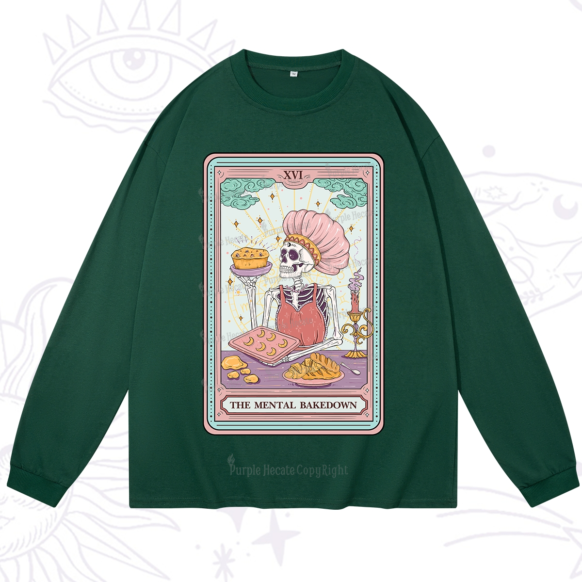 Purplehecate The Mental Bake Down Skeleton Tarot Card Long Sleeve T-Shirt