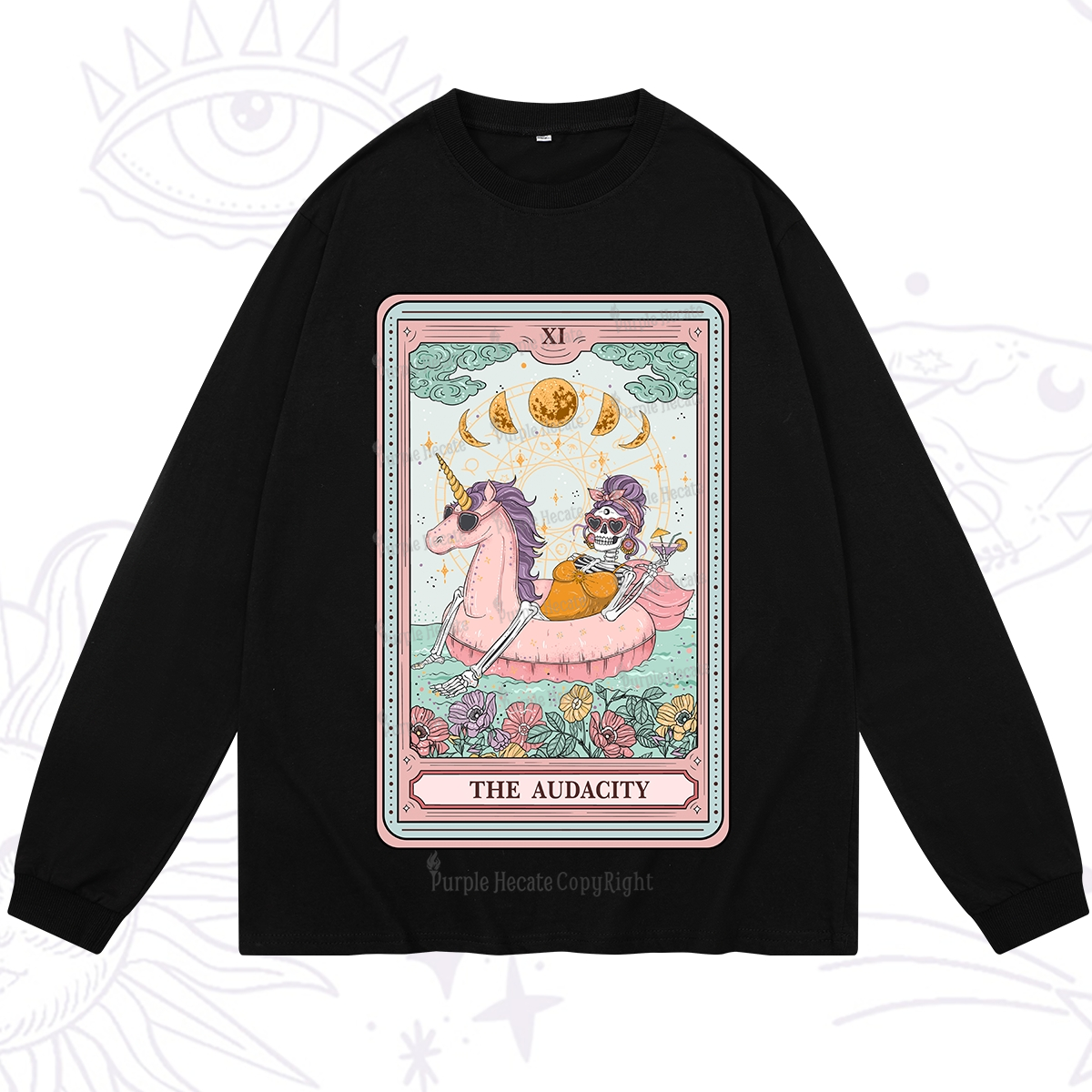 Purplehecate The Audacity Skeleton Tarot Card  Long Sleeve T-Shirt