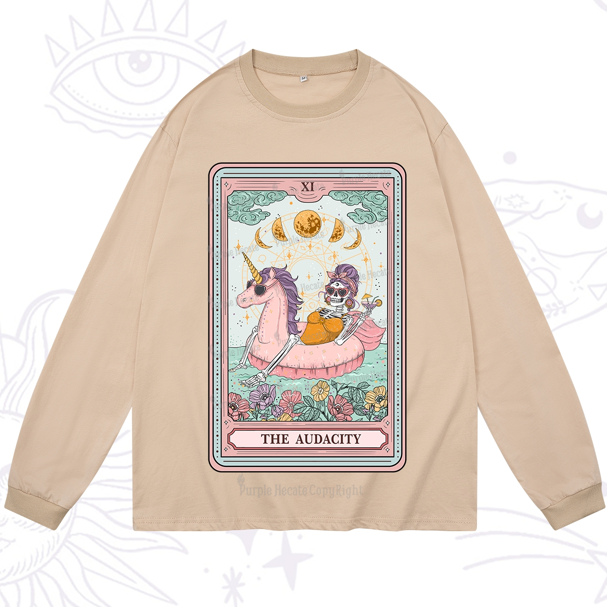 Purplehecate The Audacity Skeleton Tarot Card  Long Sleeve T-Shirt