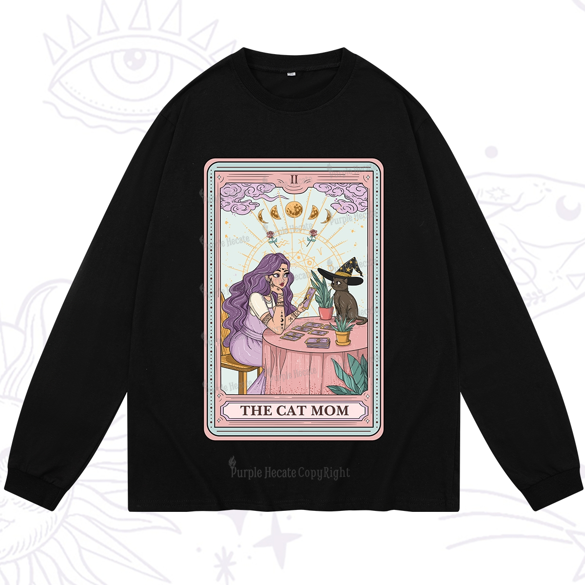 Purplehecate The Witchy Cat Mom Tarot Long Sleeve T-Shirt