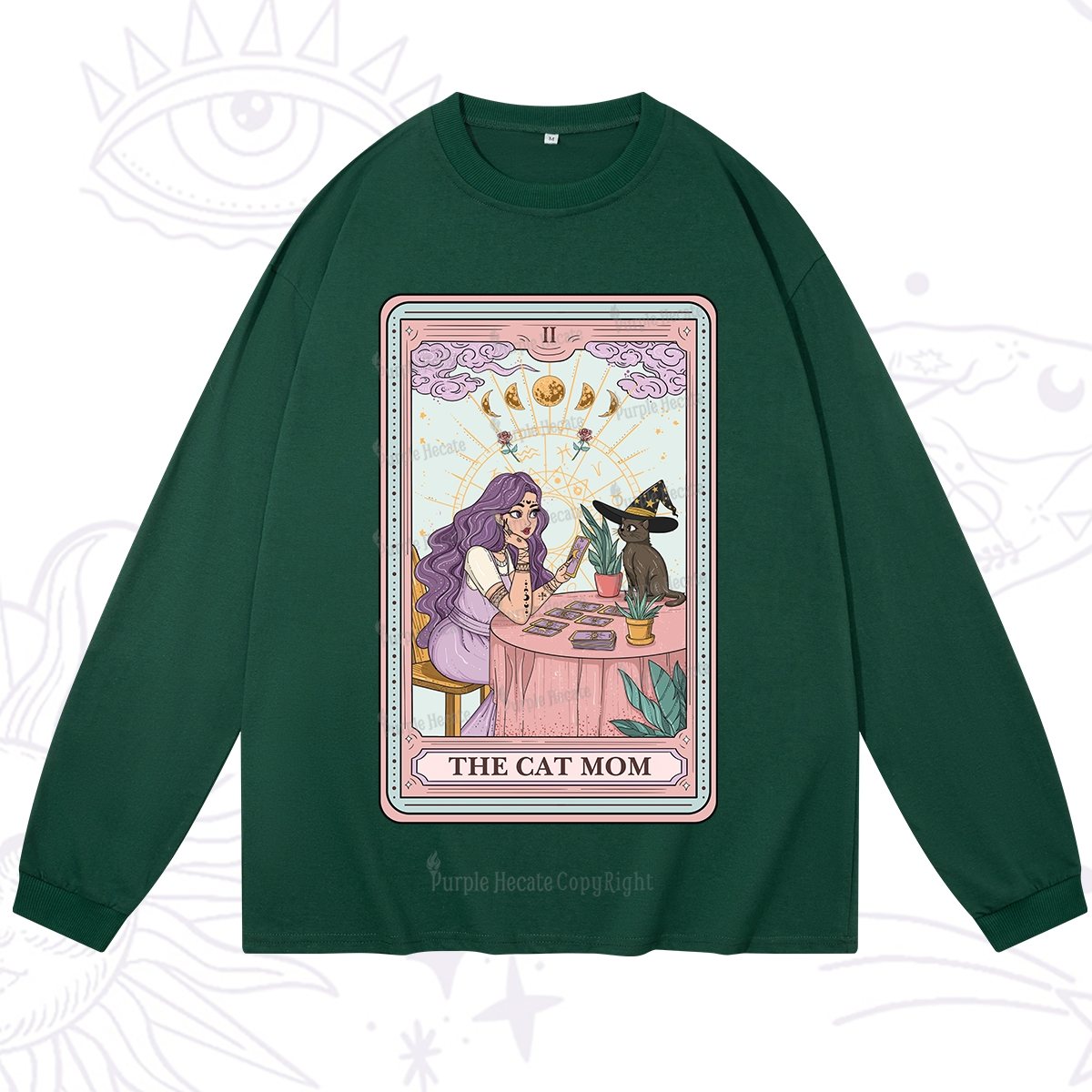 Purplehecate The Witchy Cat Mom Tarot Long Sleeve T-Shirt