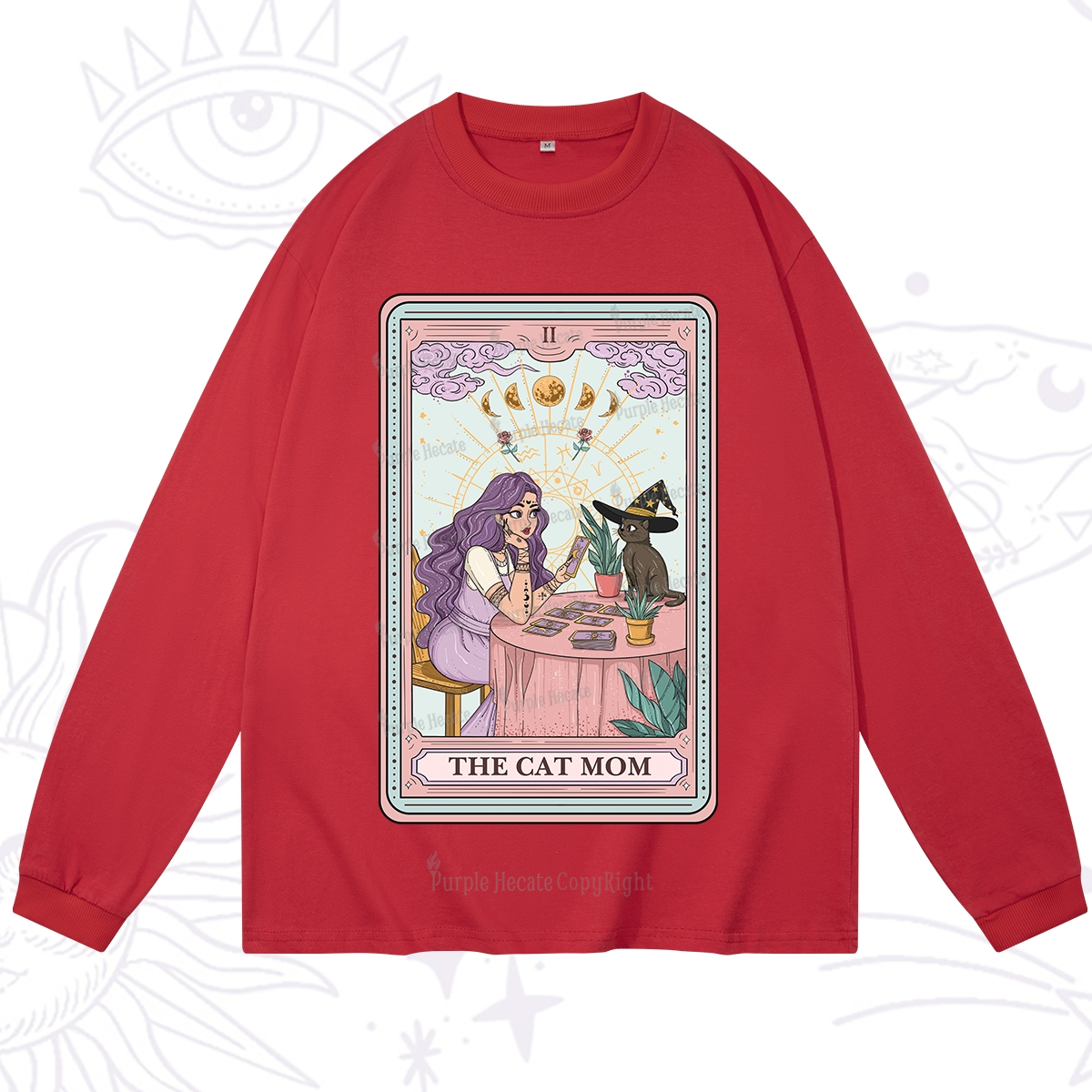 Purplehecate The Witchy Cat Mom Tarot Long Sleeve T-Shirt
