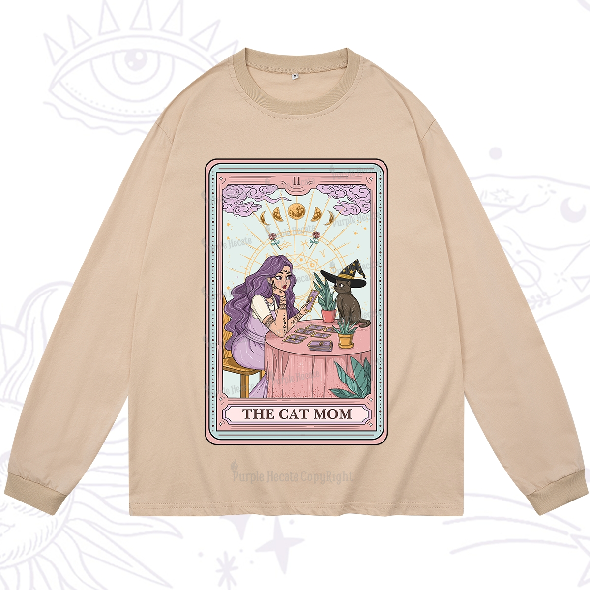 Purplehecate The Witchy Cat Mom Tarot Long Sleeve T-Shirt