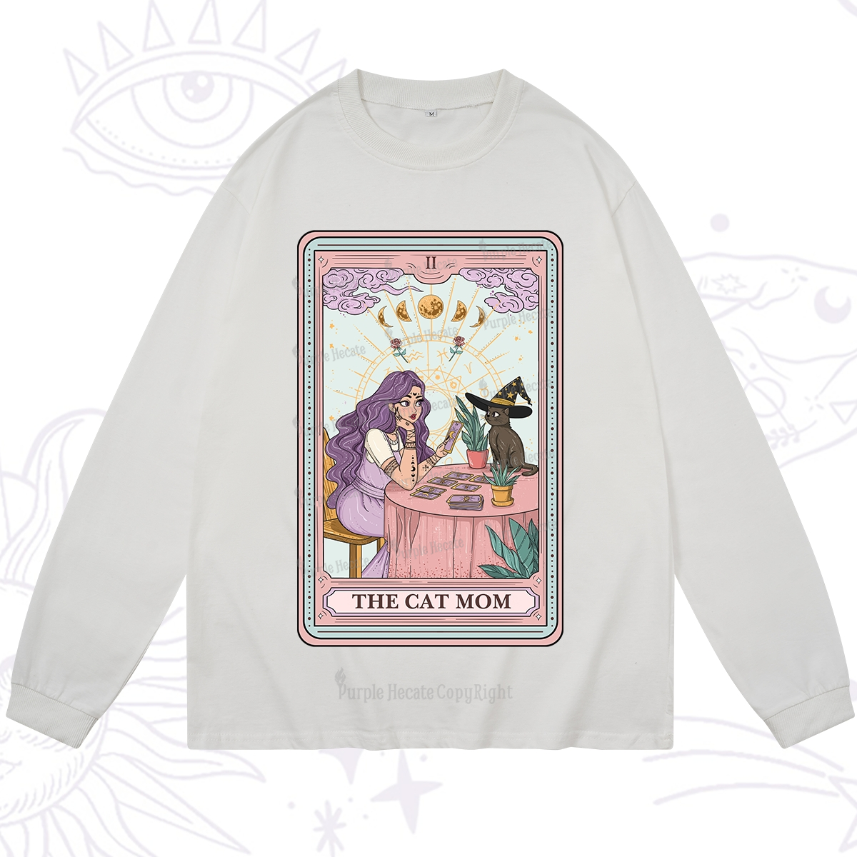Purplehecate The Witchy Cat Mom Tarot Long Sleeve T-Shirt