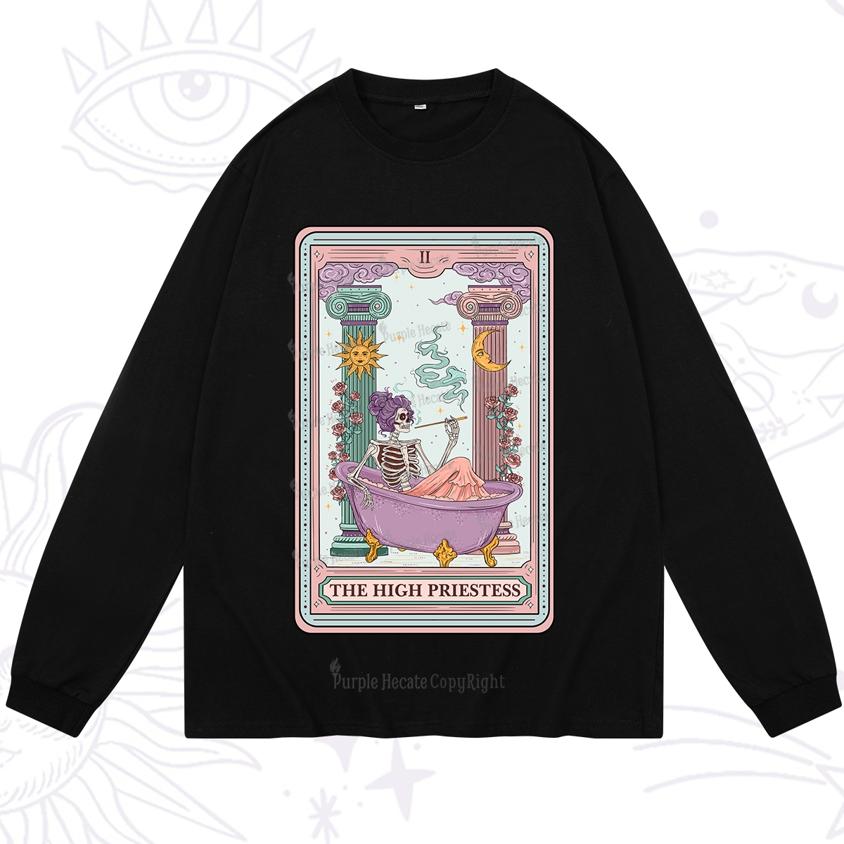 Purplehecate The Noble High Priestess Tarot Card Long Sleeve T-Shirt
