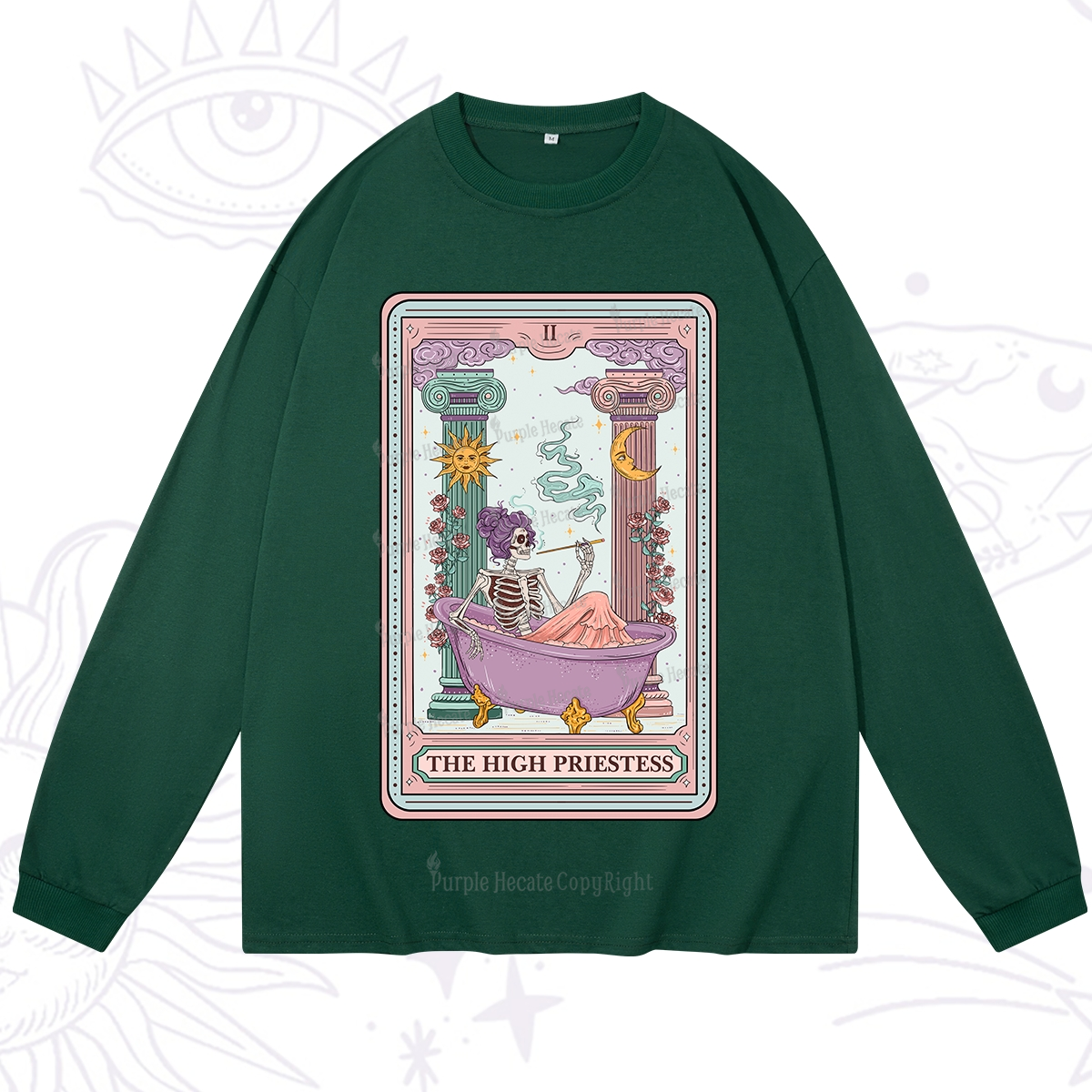 Purplehecate The Noble High Priestess Tarot Card Long Sleeve T-Shirt