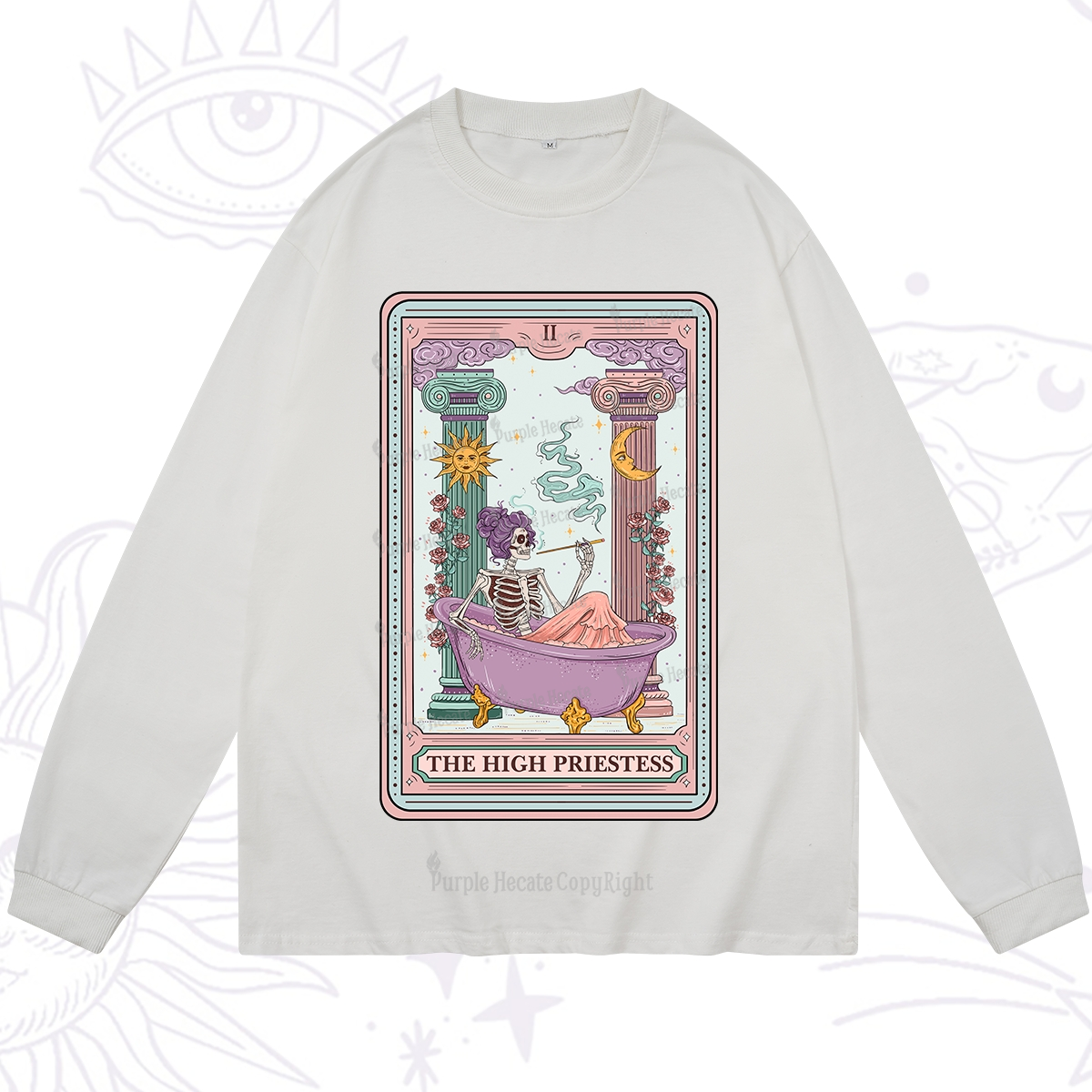 Purplehecate The Noble High Priestess Tarot Card Long Sleeve T-Shirt