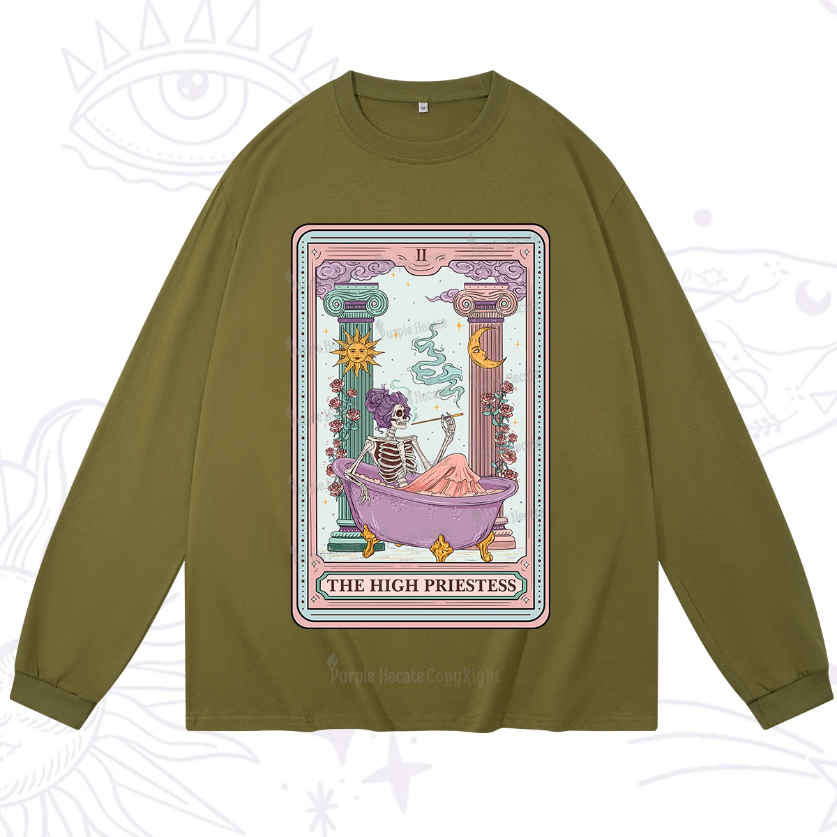 Purplehecate The Noble High Priestess Tarot Card Long Sleeve T-Shirt