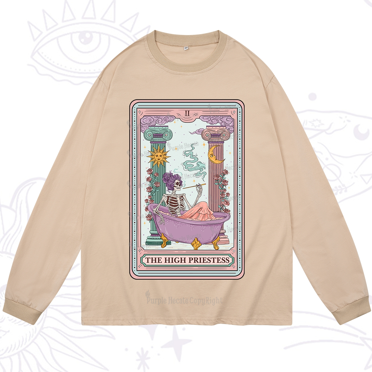 Purplehecate The Noble High Priestess Tarot Card Long Sleeve T-Shirt