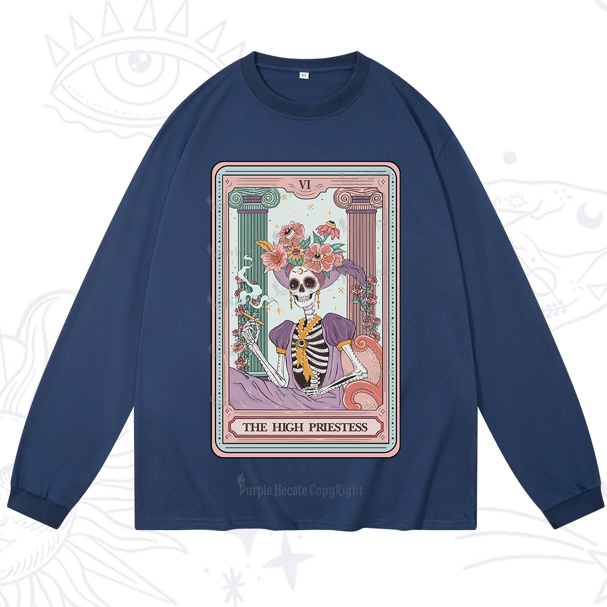 Purplehecate The High Priestess Skeleton Tarot Long Sleeve T-Shirt