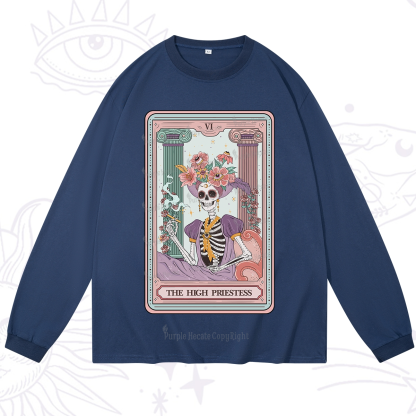 Purplehecate The High Priestess Skeleton Tarot Long Sleeve T-Shirt