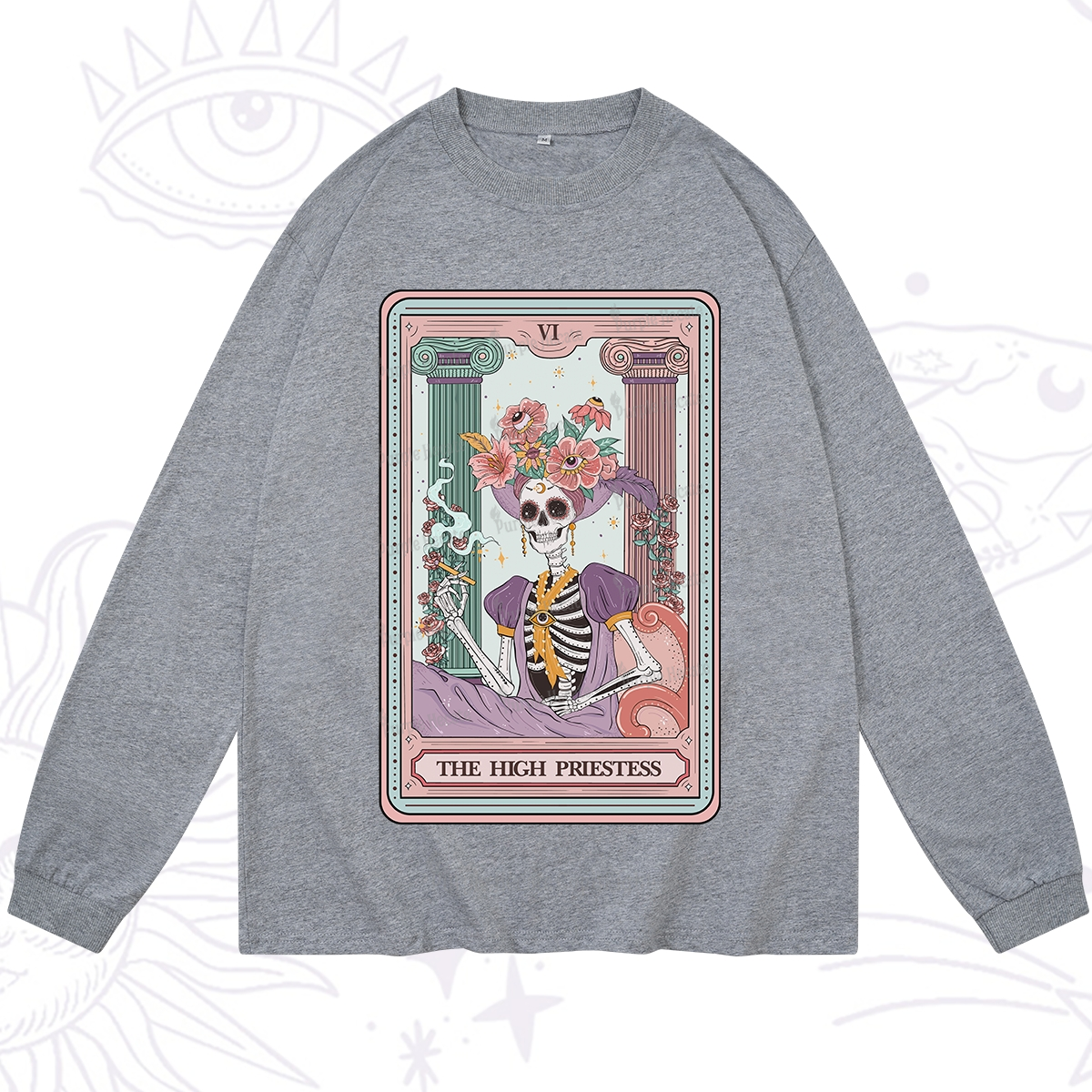 Purplehecate The High Priestess Skeleton Tarot Long Sleeve T-Shirt