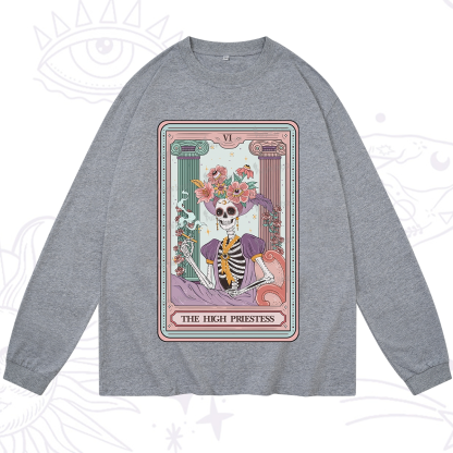 Purplehecate The High Priestess Skeleton Tarot Long Sleeve T-Shirt
