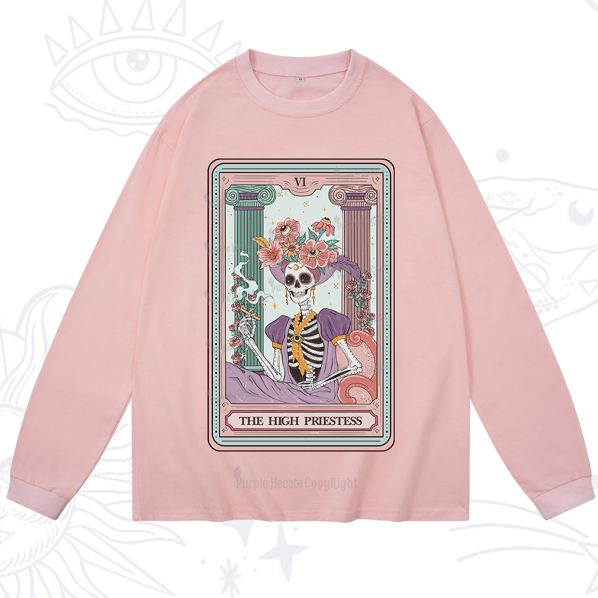 Purplehecate The High Priestess Skeleton Tarot Long Sleeve T-Shirt