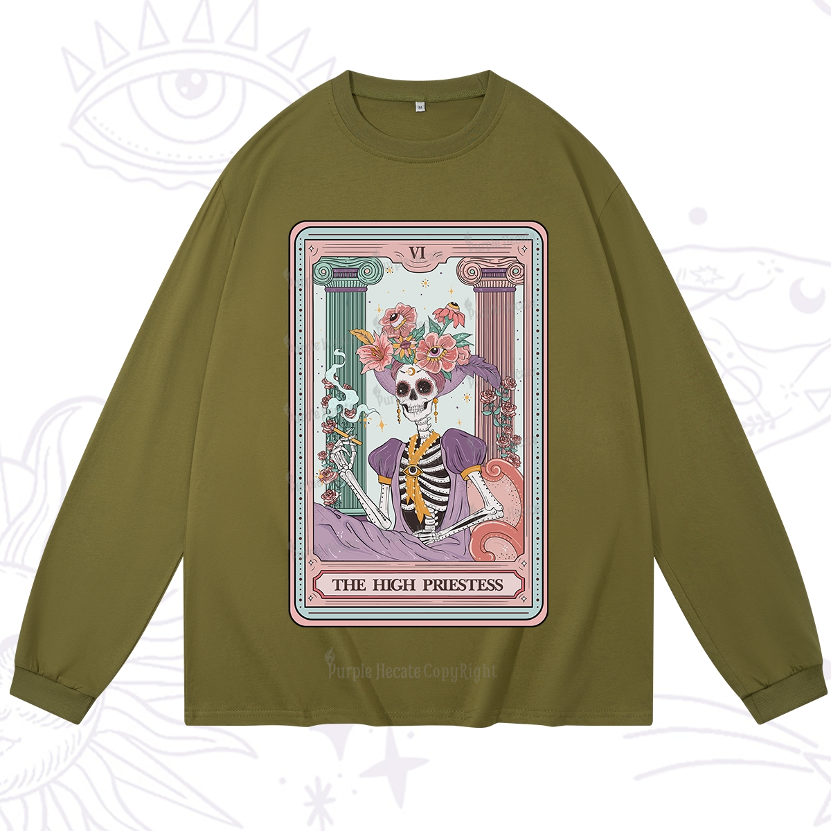Purplehecate The High Priestess Skeleton Tarot Long Sleeve T-Shirt