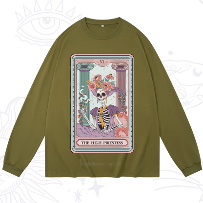 Purplehecate The High Priestess Skeleton Tarot Long Sleeve T-Shirt