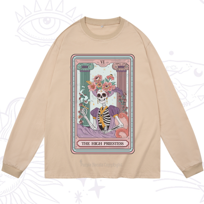 Purplehecate The High Priestess Skeleton Tarot Long Sleeve T-Shirt