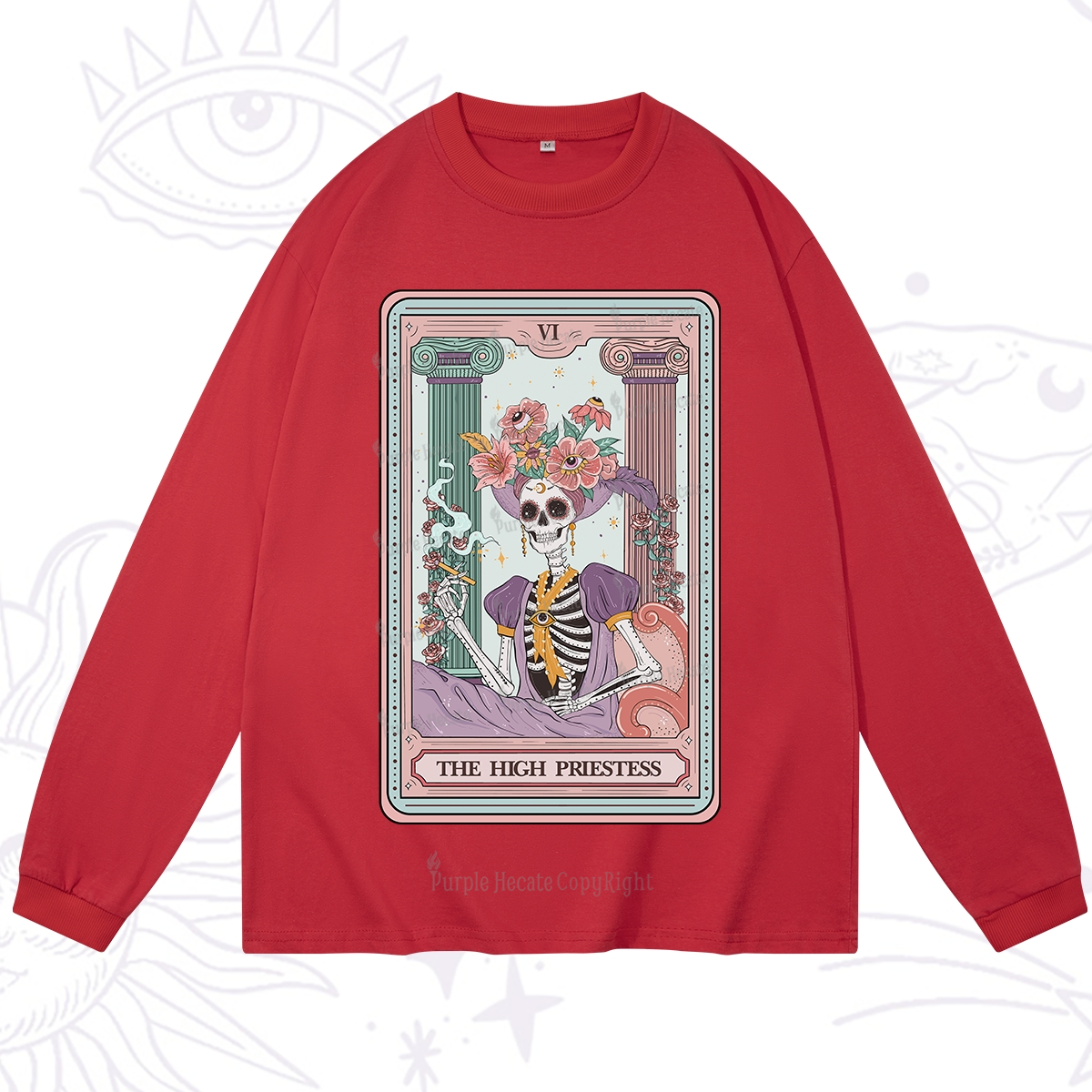 Purplehecate The High Priestess Skeleton Tarot Long Sleeve T-Shirt