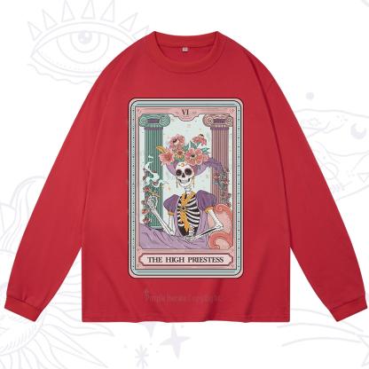 Purplehecate The High Priestess Skeleton Tarot Long Sleeve T-Shirt