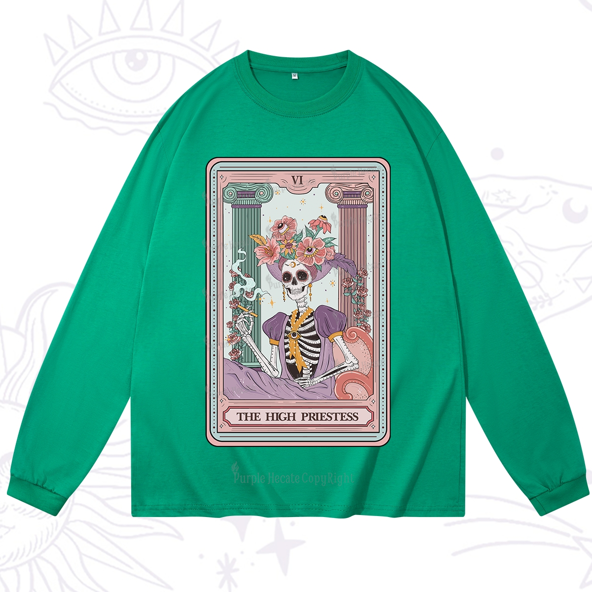 Purplehecate The High Priestess Skeleton Tarot Long Sleeve T-Shirt