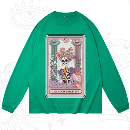 Purplehecate The High Priestess Skeleton Tarot Long Sleeve T-Shirt
