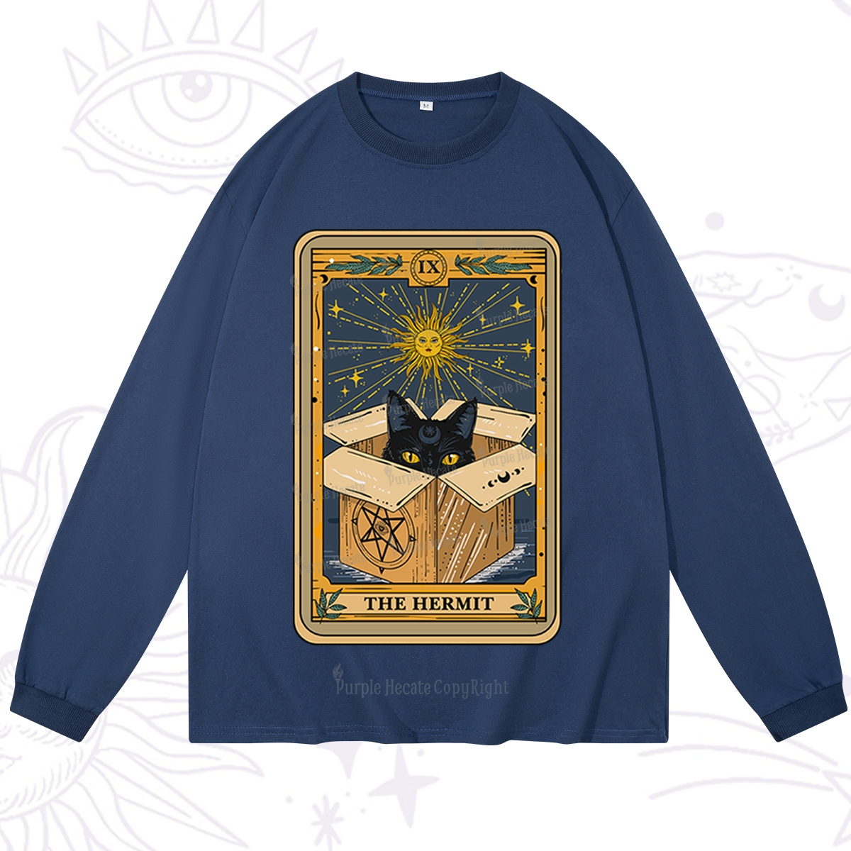 Purplehecate The Hermit Cat Tarot Card Long Sleeve T-Shirt