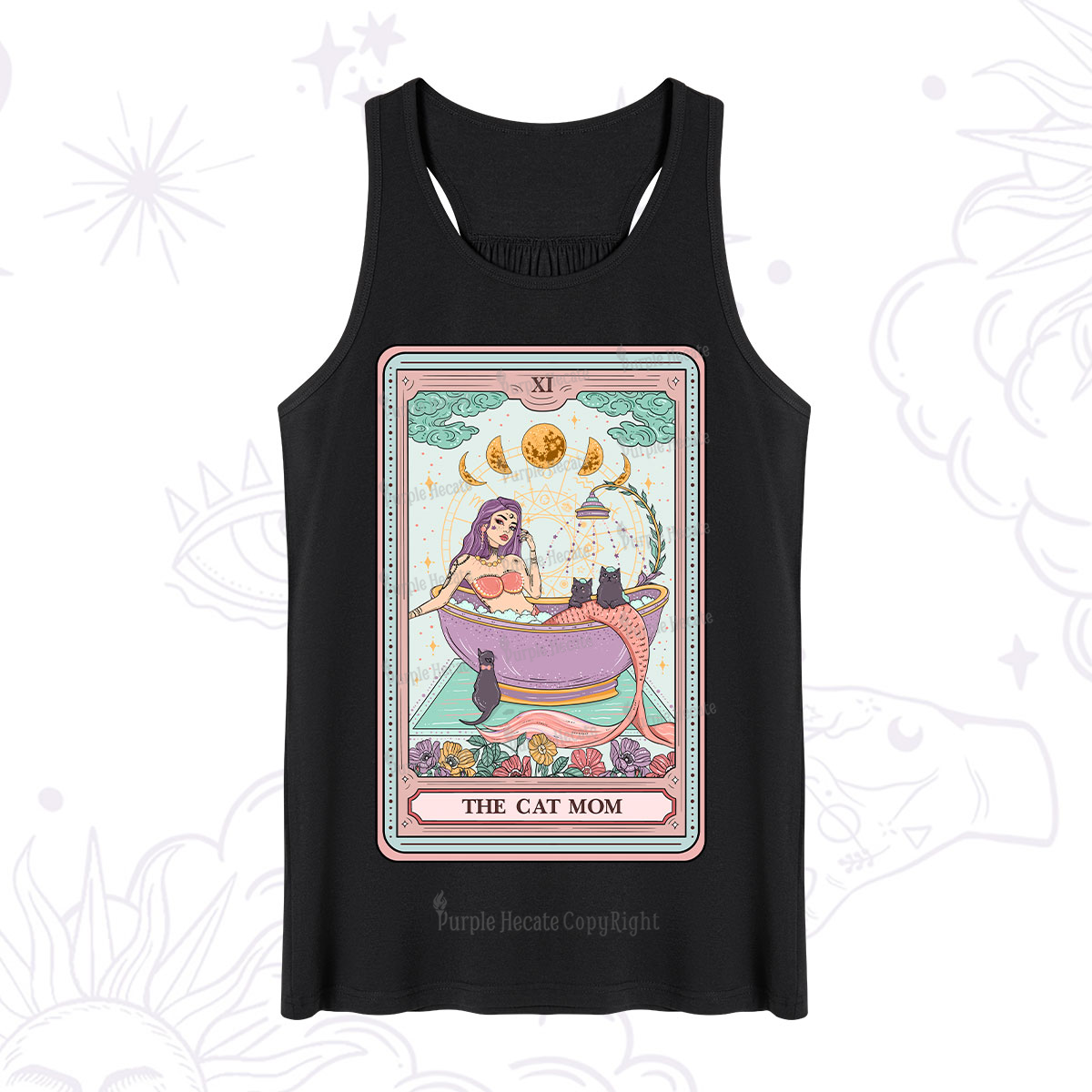 Purplehecate The Cat Mermaid Mom Tarot Card Tank