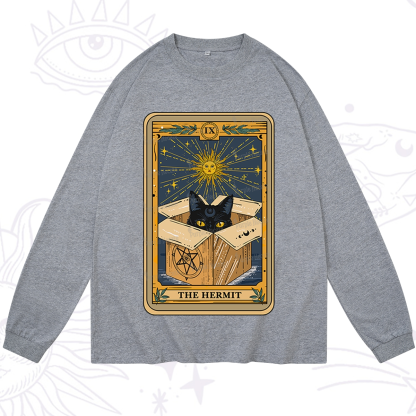 Purplehecate The Hermit Cat Tarot Card Long Sleeve T-Shirt